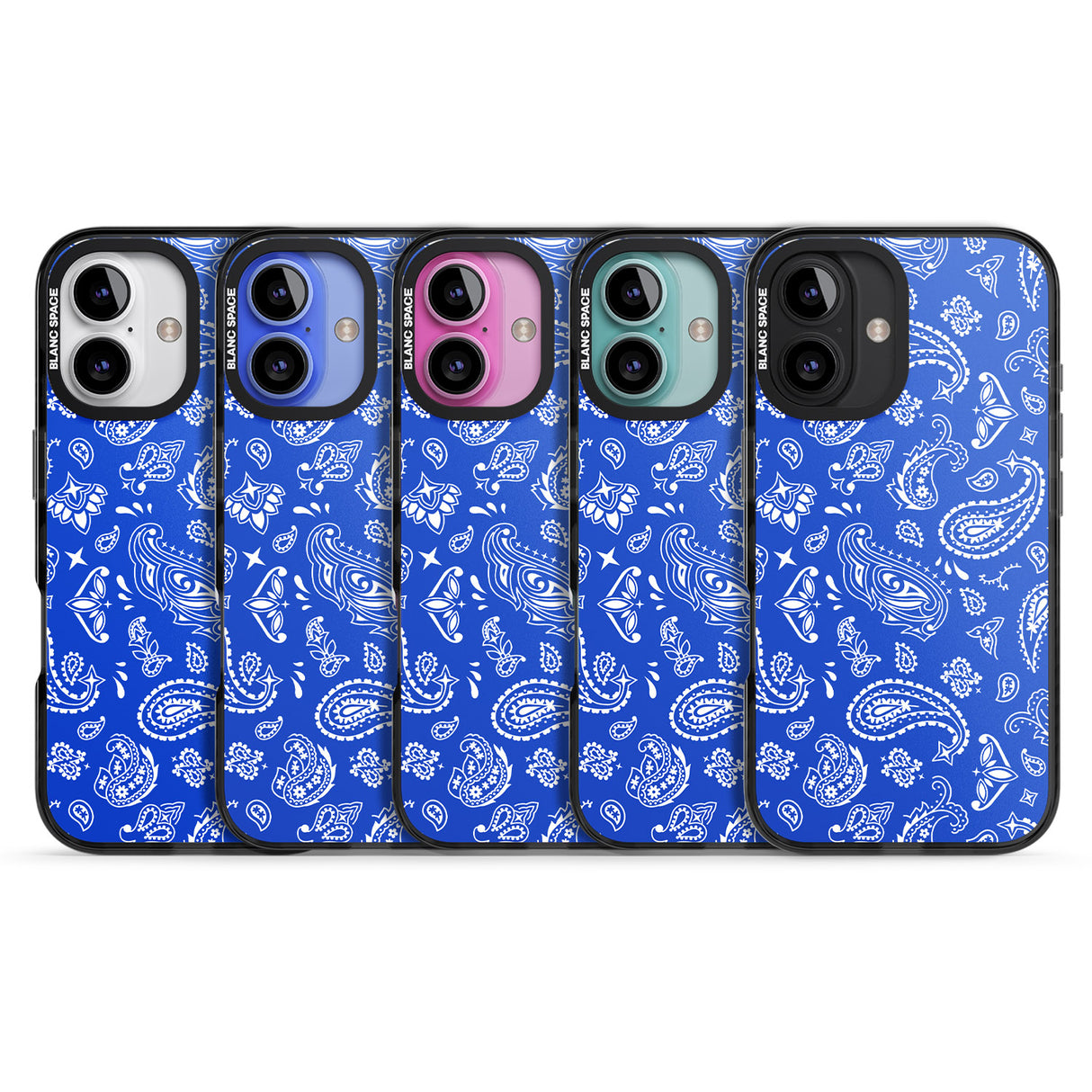 iPhone 16 Pro Max Blue Bandana Black Impact Phone Case