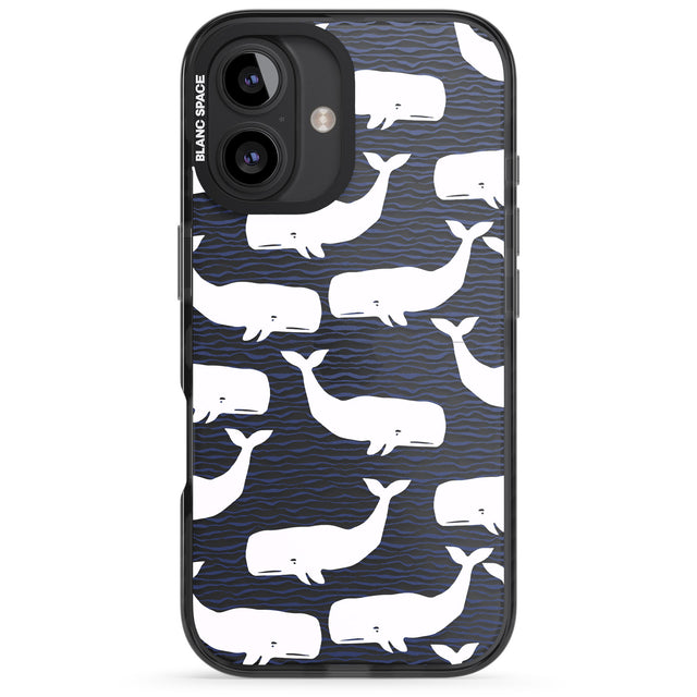 iPhone 16 Pro Max Cute Whales (Transparent) Black Impact Phone Case