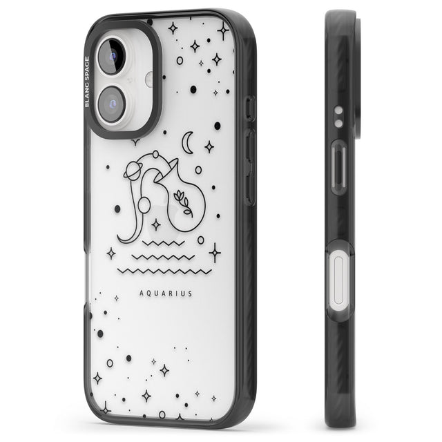 iPhone 16 Pro Max Aquarius Emblem - Transparent Design Black Impact Phone Case