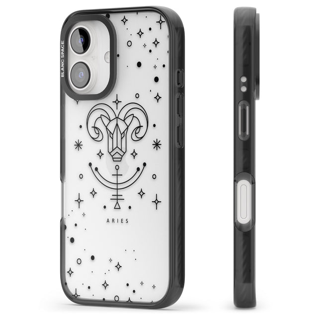 iPhone 16 Pro Max Aries Emblem - Transparent Design Black Impact Phone Case