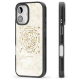 iPhone 16 Pro Max Pisces Emblem - Solid Gold Marbled Design Black Impact Phone Case