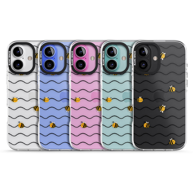 iPhone 16 Pro Max Sweet as Honey Patterns: Bees & Stripes (Clear) Black Impact Phone Case