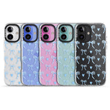 iPhone 16 Blue Bows & Hearts Clear Impact Phone Case