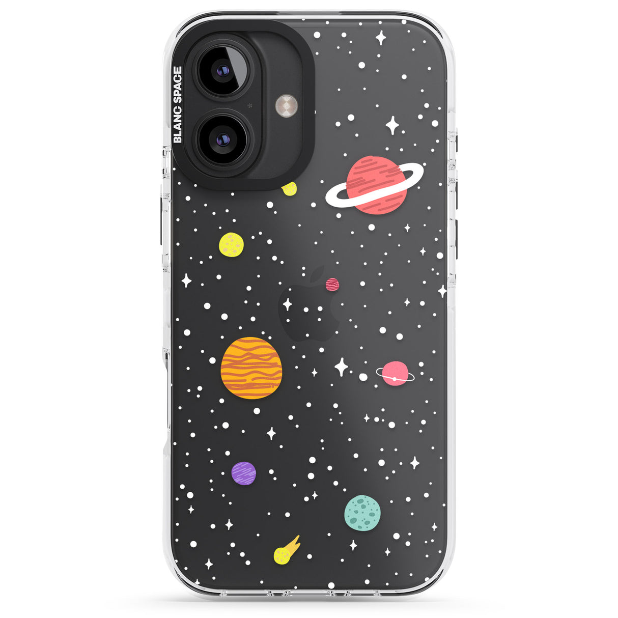 iPhone 16 Pro Max Cute Cartoon Planets (Clear) Black Impact Phone Case