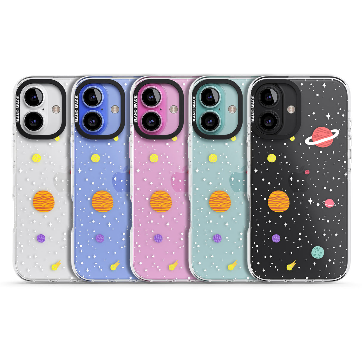 iPhone 16 Pro Max Cute Cartoon Planets (Clear) Black Impact Phone Case