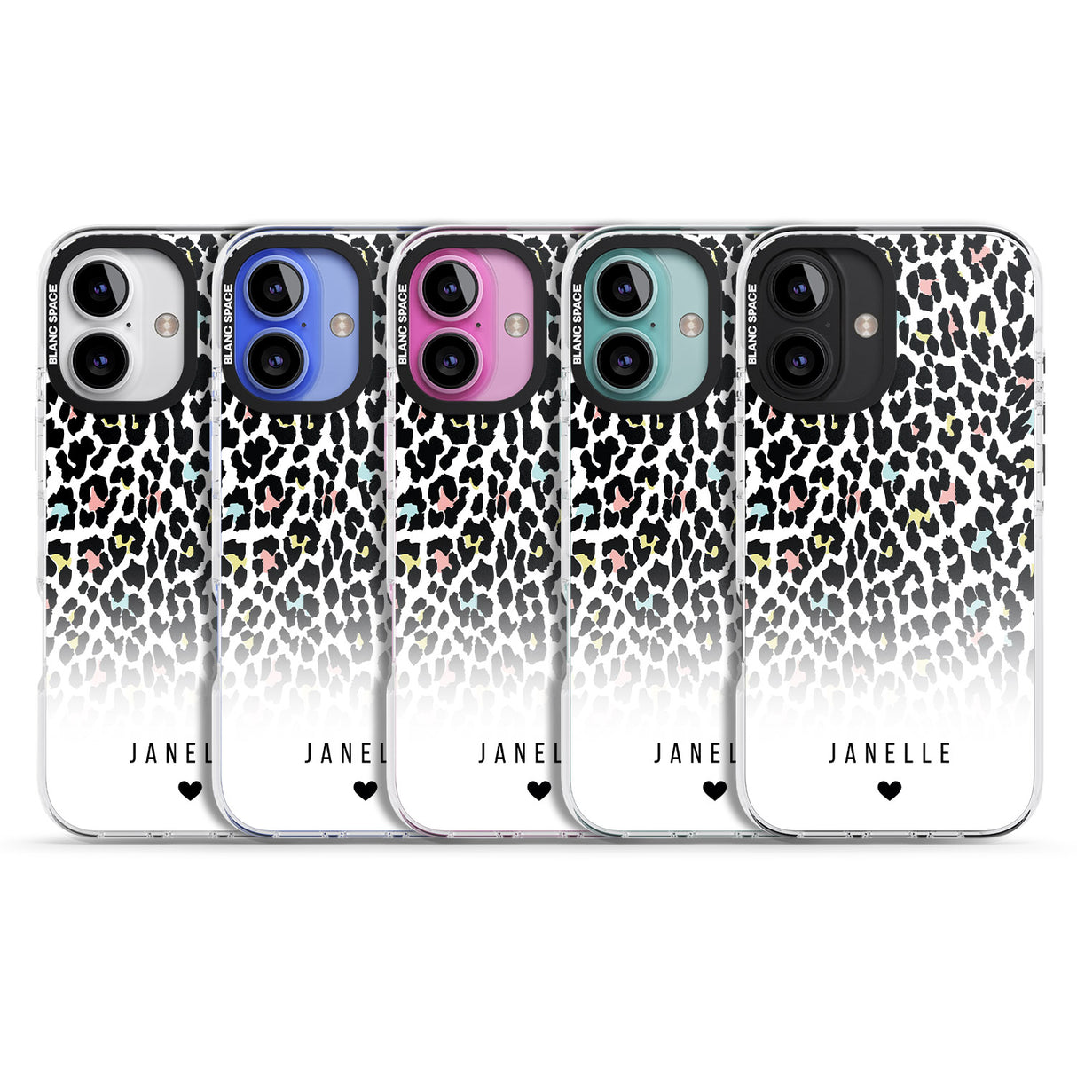 iPhone 16 Pro Max Personalised Pastel Leopard Spots Black Impact Phone Case