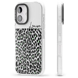 iPhone 16 Pro Max Personalised Seafoam Green & Cursive Leopard Spots Black Impact Phone Case