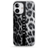 iPhone 16 Pro Max Personalised Snow Leopard Print Black Impact Phone Case