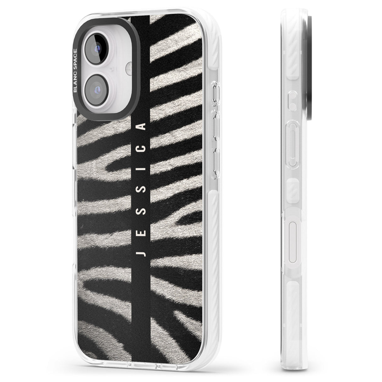 iPhone 16 Pro Max Personalised Zebra Print Black Impact Phone Case