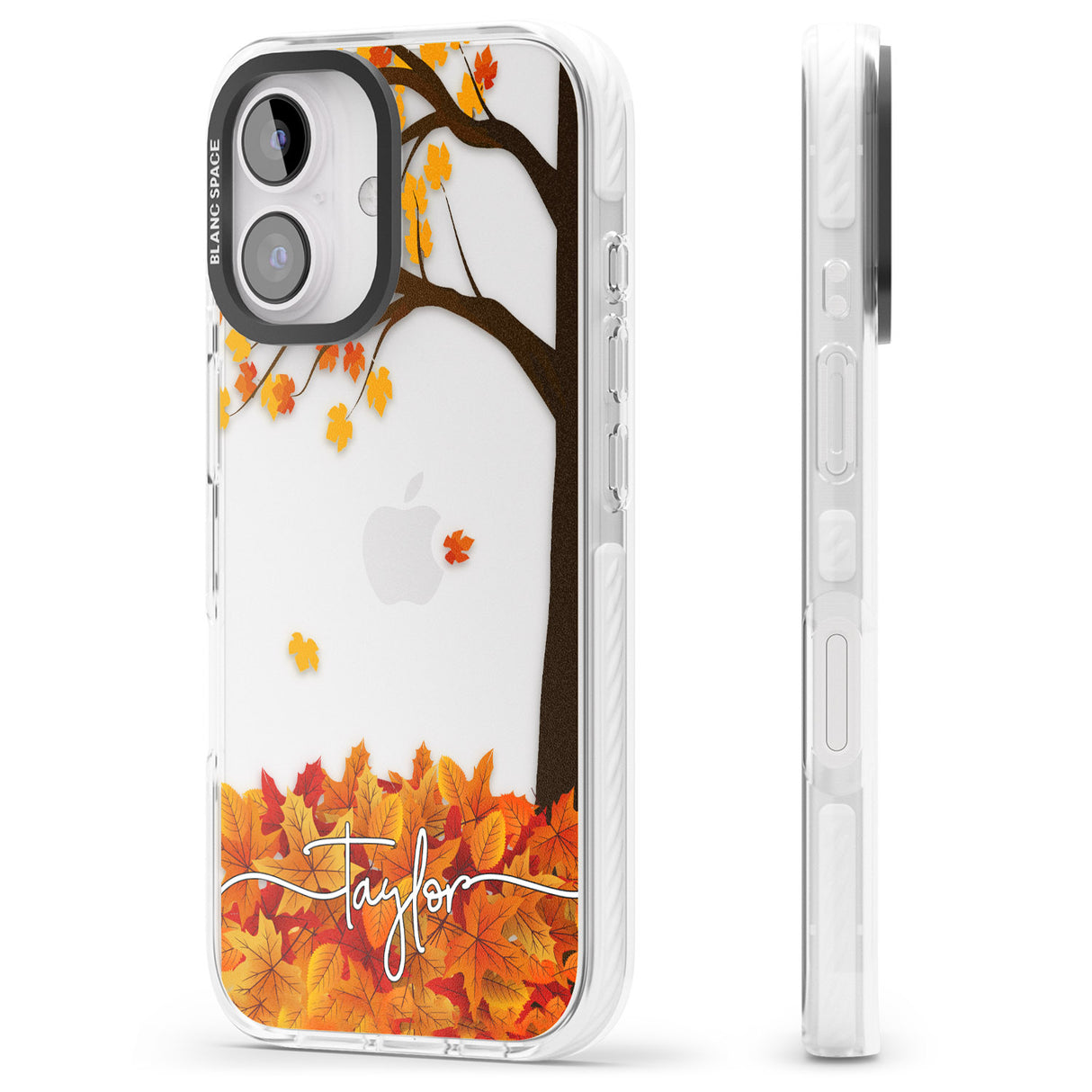 iPhone 16 Pro Max Personalised Autumn Leaves Black Impact Phone Case