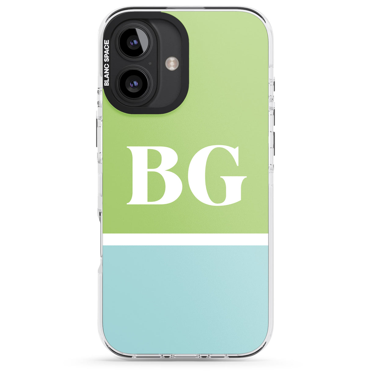 iPhone 16 Pro Max Personalised Colourblock: Green & Turquoise Black Impact Phone Case