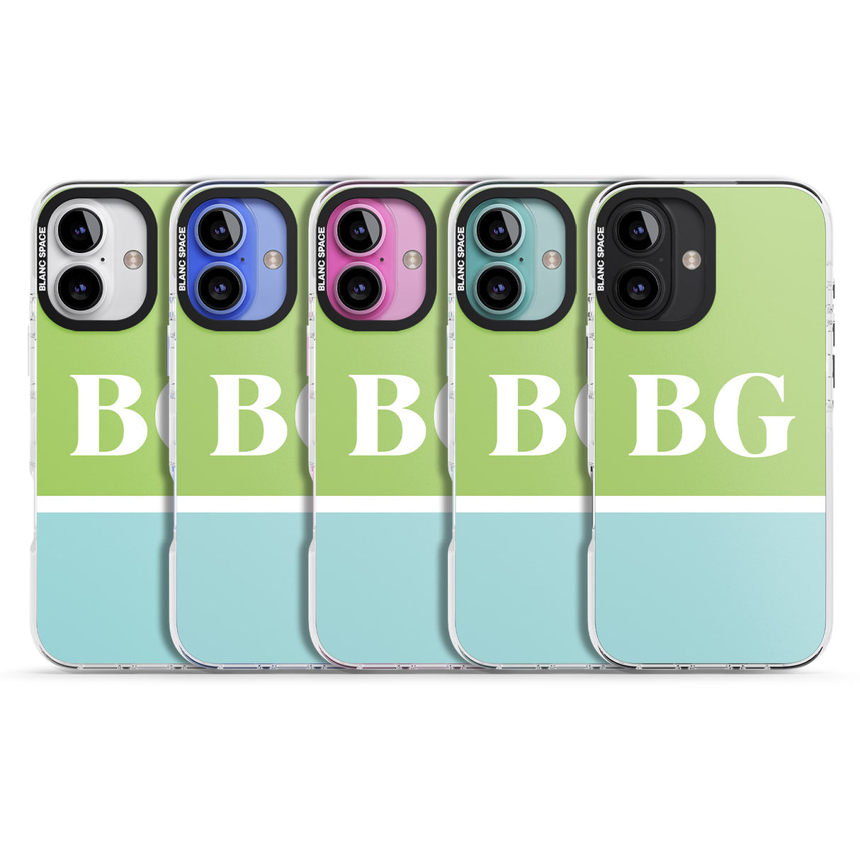 iPhone 16 Pro Max Personalised Colourblock: Green & Turquoise Black Impact Phone Case