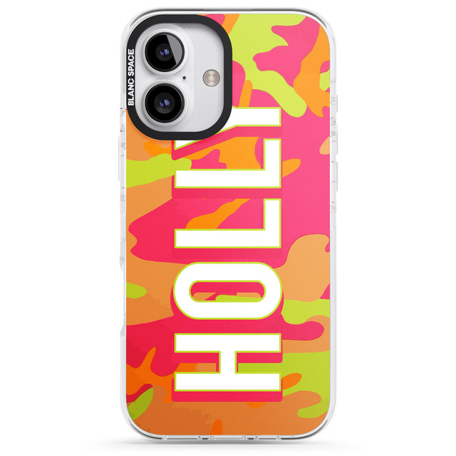 iPhone 16 Pro Max Personalised Colourful Neon Camo Black Impact Phone Case