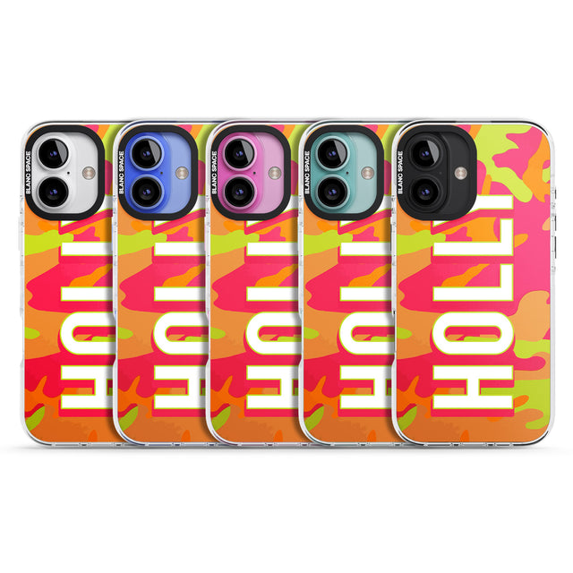 iPhone 16 Pro Max Personalised Colourful Neon Camo Black Impact Phone Case