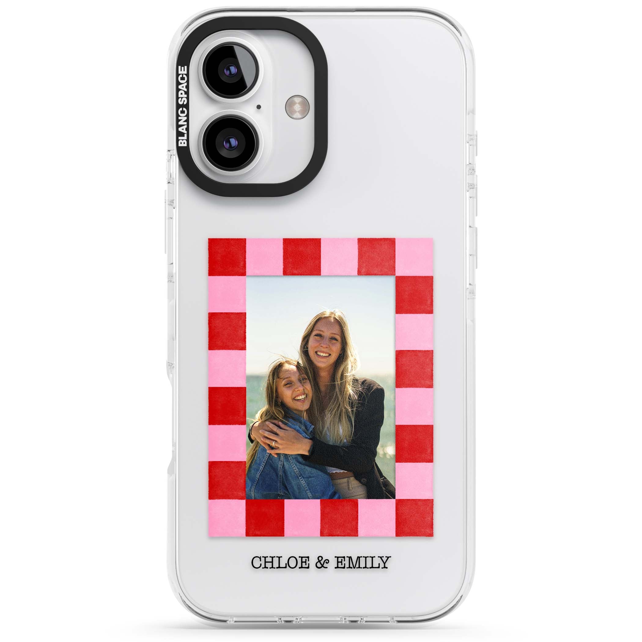 Bubblegum Check Photo for her iPhone case | Clear Impact case for iPhone 16, iPhone 16 Plus