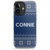 iPhone 16 Pro Max Personalised Blue Christmas Knitted Jumper Black Impact Phone Case