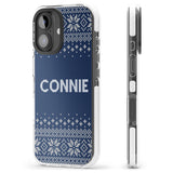 iPhone 16 Pro Max Personalised Blue Christmas Knitted Jumper Black Impact Phone Case