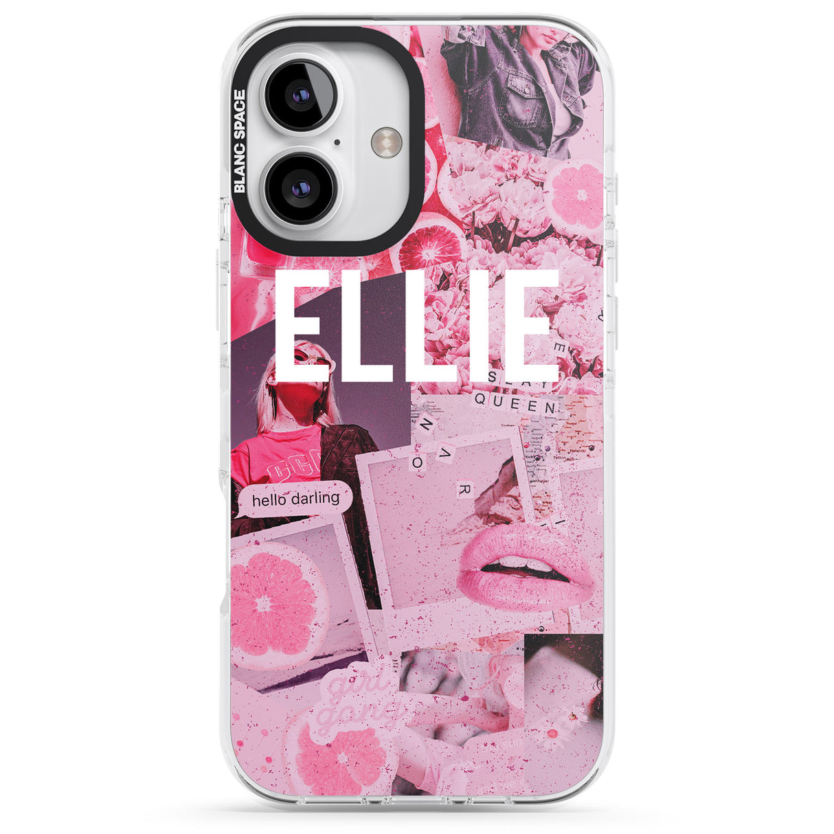 iPhone 16 Pro Max Personalised Sweet Pink Fashion Collage Black Impact Phone Case