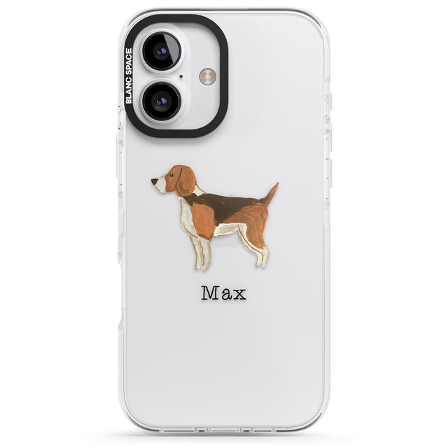 iPhone 16 Pro Max Personalised Hand Painted Beagle Black Impact Phone Case