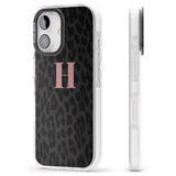 iPhone 16 Pro Max Personalised Small Pink Leopard Monogram Black Impact Phone Case