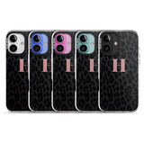 iPhone 16 Pro Max Personalised Small Pink Leopard Monogram Black Impact Phone Case