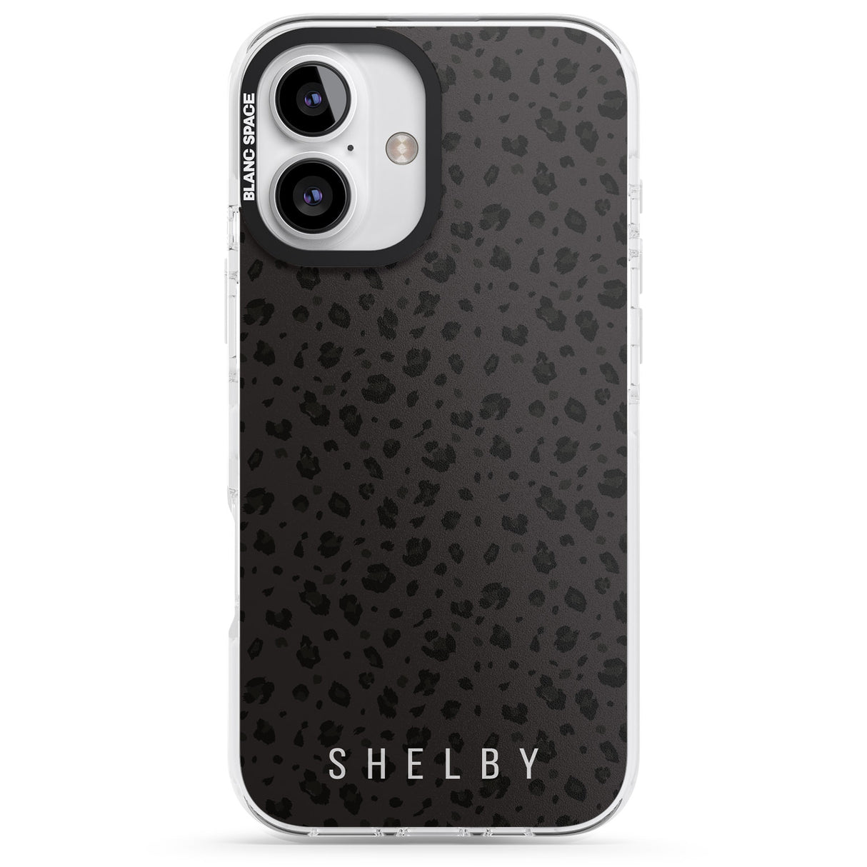 iPhone 16 Pro Max Personalised Minimal Lettering Dark Leopard Black Impact Phone Case