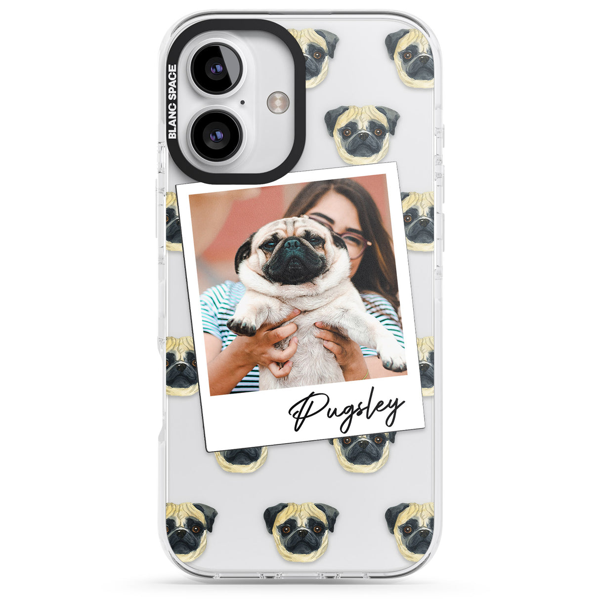 iPhone 16 Pro Max Personalised Pug - Dog Photo Black Impact Phone Case