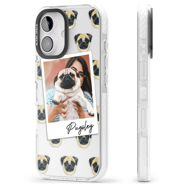 iPhone 16 Pro Max Personalised Pug - Dog Photo Black Impact Phone Case