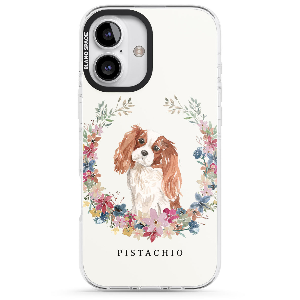 iPhone 16 Pro Max Personalised Cavalier King Charles Portrait Spaniel Black Impact Phone Case