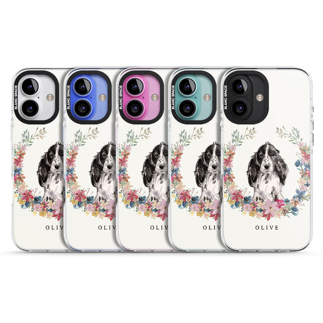 iPhone 16 Pro Max Personalised Black Cocker Spaniel - Watercolour Dog Portrait Black Impact Phone Case