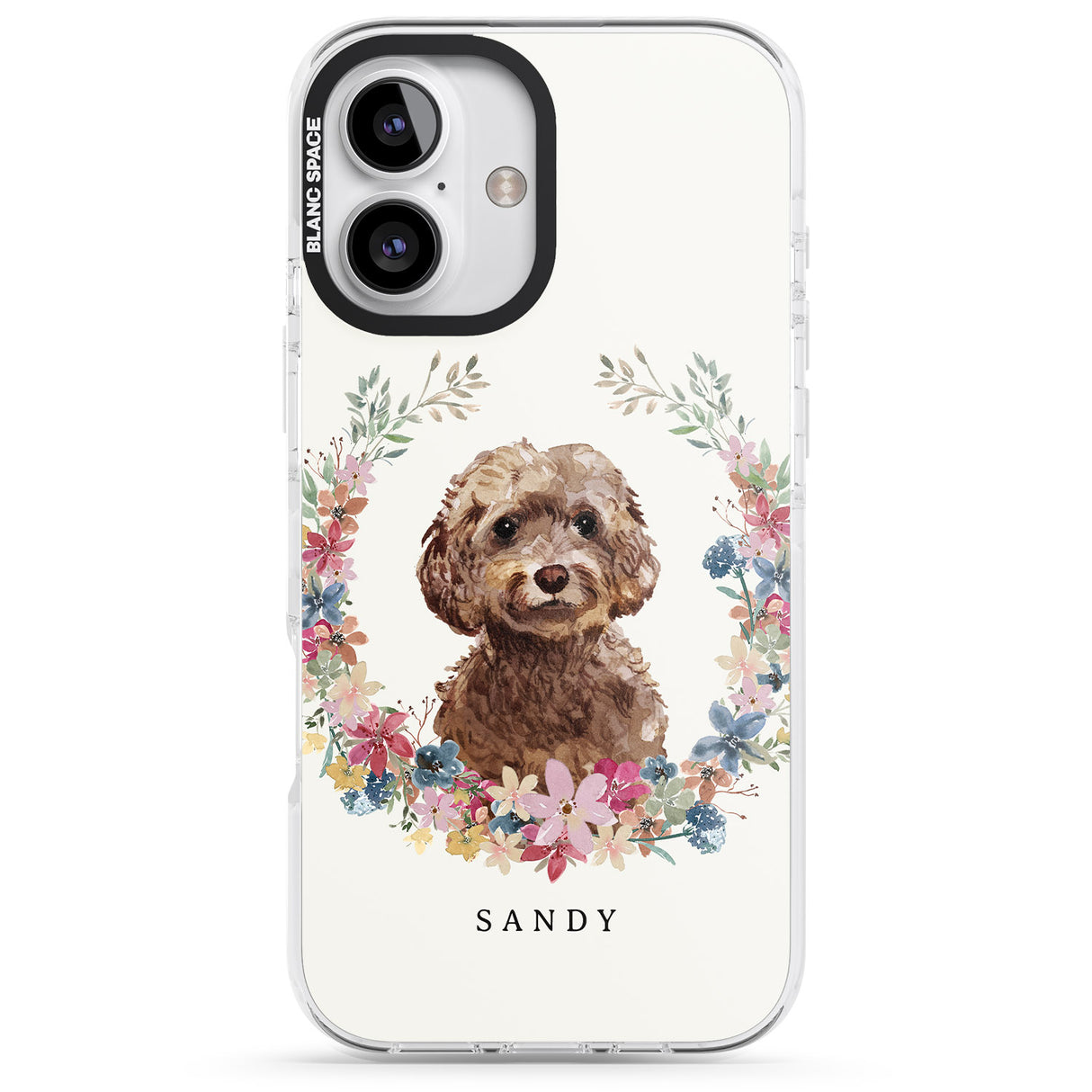 iPhone 16 Pro Max Personalised Brown Cockapoo - Watercolour Dog Portrait Black Impact Phone Case