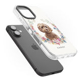 iPhone 16 Pro Max Personalised Brown Cockapoo - Watercolour Dog Portrait Black Impact Phone Case