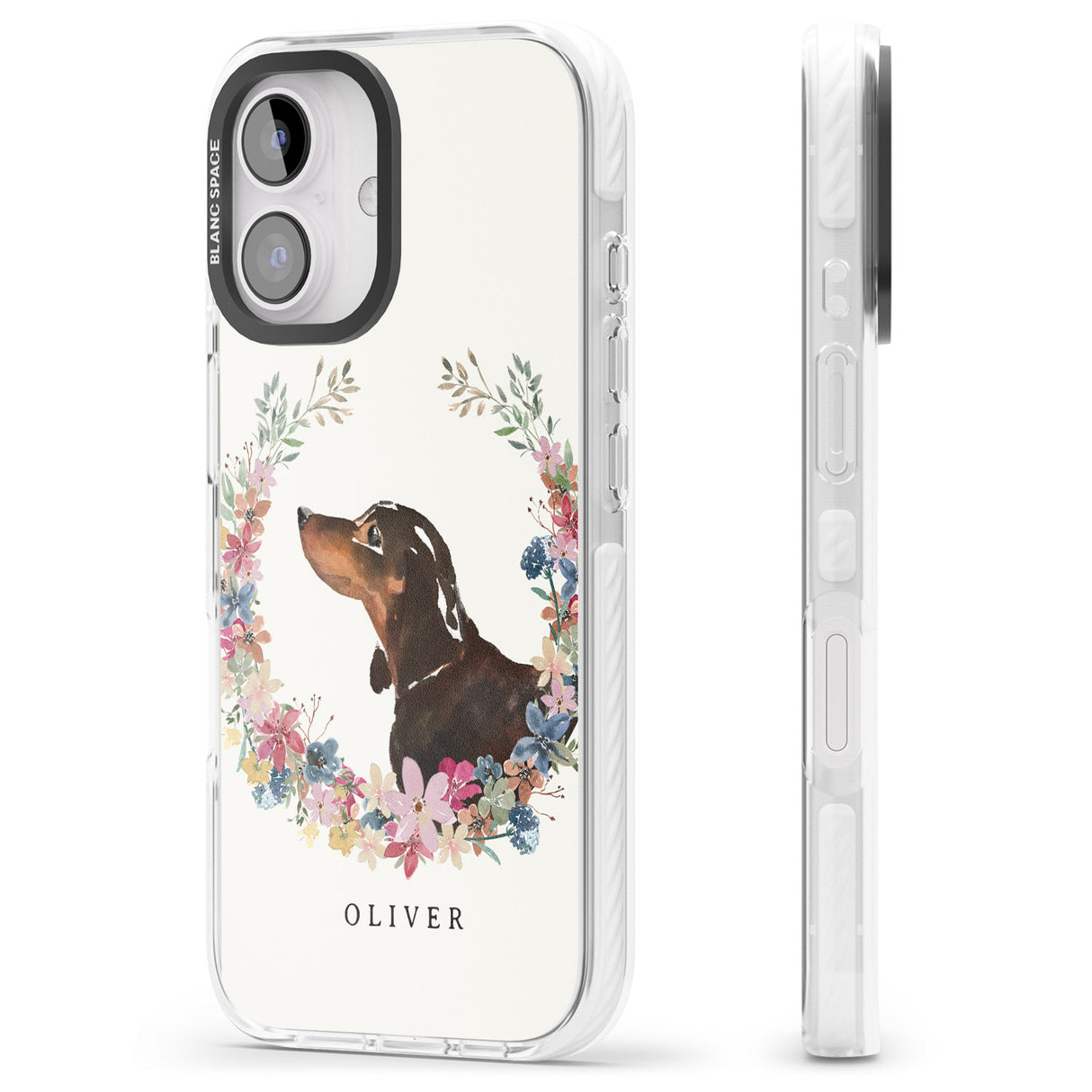 iPhone 16 Pro Max Personalised Black & Tan Dachshund - Watercolour Dog Portrait Black Impact Phone Case