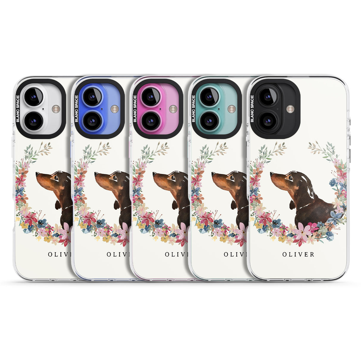 iPhone 16 Pro Max Personalised Black & Tan Dachshund - Watercolour Dog Portrait Black Impact Phone Case