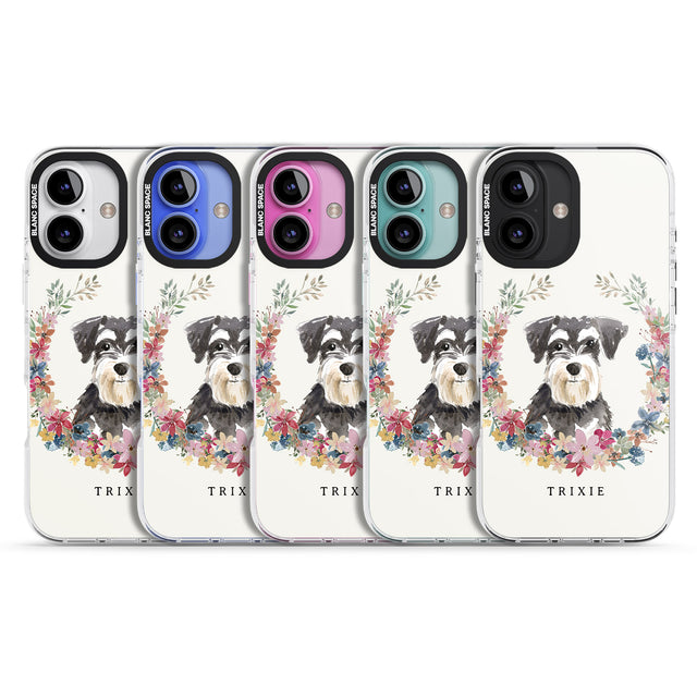 iPhone 16 Pro Max Personalised Miniature Schnauzer - Watercolour Dog Portrait Black Impact Phone Case