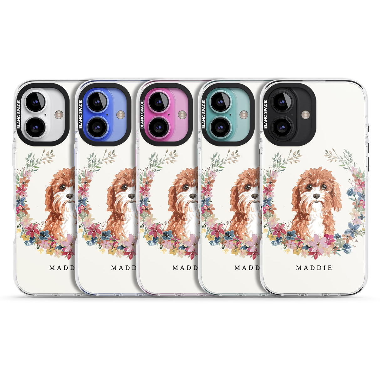 iPhone 16 Pro Max Personalised Cavapoo - Watercolour Dog Portrait Black Impact Phone Case