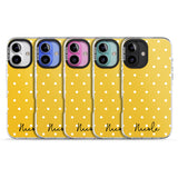 iPhone 16 Pro Max Personalised Yellow Polka Dot Black Impact Phone Case