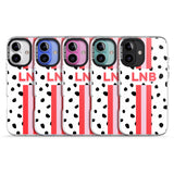 iPhone 16 Pro Max Personalised Polka & Pink Stripe Black Impact Phone Case