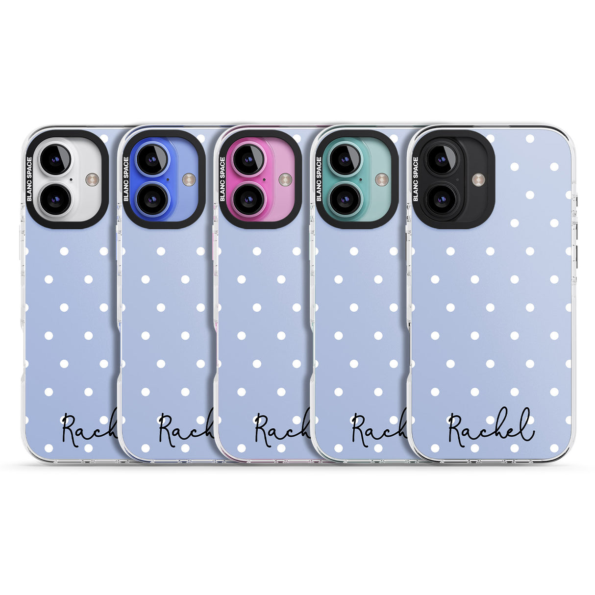 iPhone 16 Pro Max Personalised Simple Light Blue Dots Black Impact Phone Case