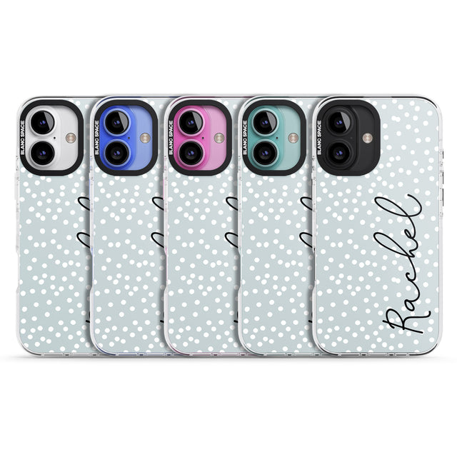 iPhone 16 Pro Max Personalised Vertical Cursive & Dots Black Impact Phone Case