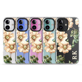 iPhone 16 Pro Max Personalised Clear Vintage Floral Cream Anemones Black Impact Phone Case