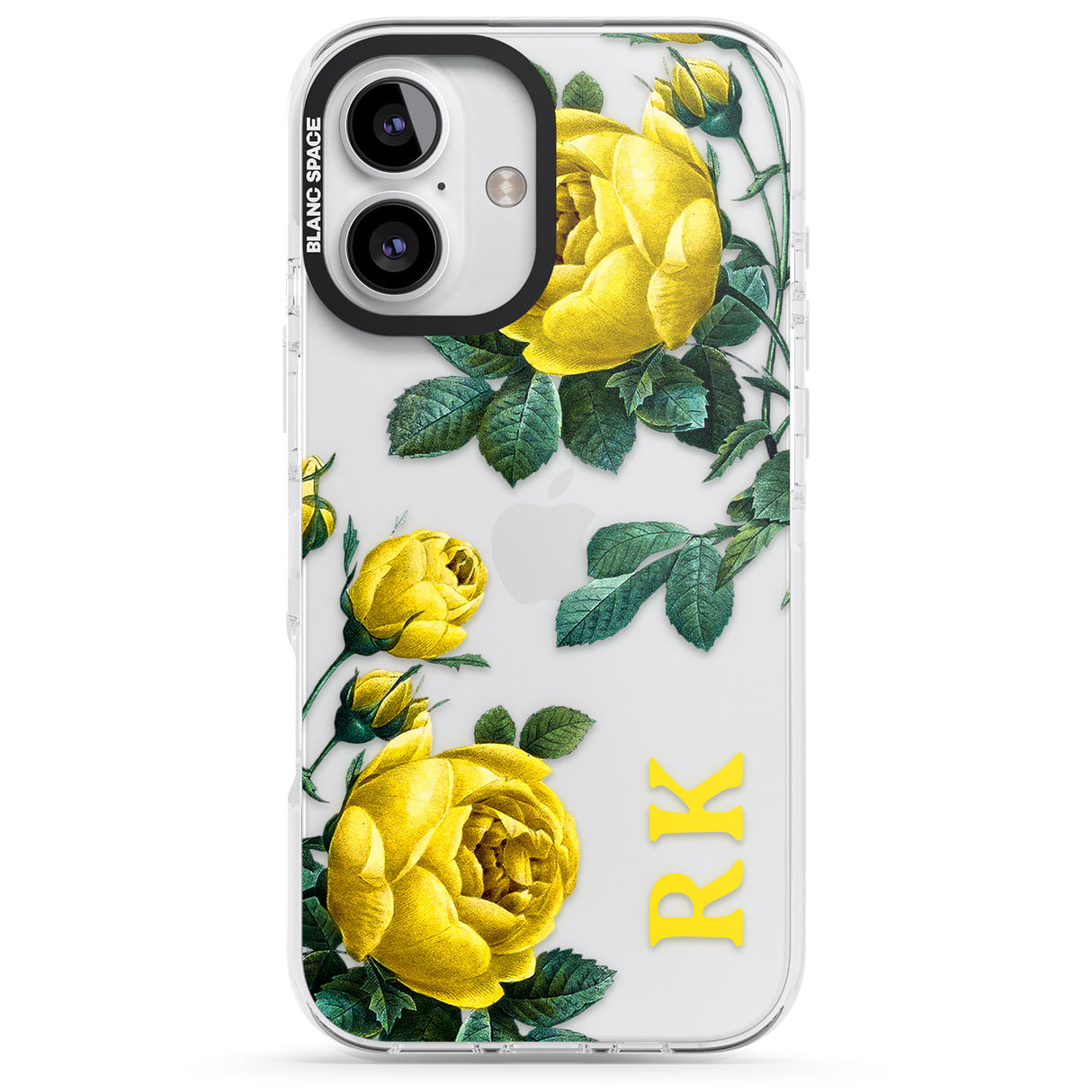 Personalised Clear Vintage Floral Yellow Roses