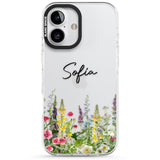 Personalised Garden Wildfowers Impact Phone Case for iPhone 16, iPhone 16 Plus