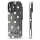 iPhone 16 Pro Max Personalised White Daisies & Cursive Black Impact Phone Case