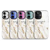 iPhone 16 Pro Max Personalised White & Gold Swirl Marble Black Impact Phone Case