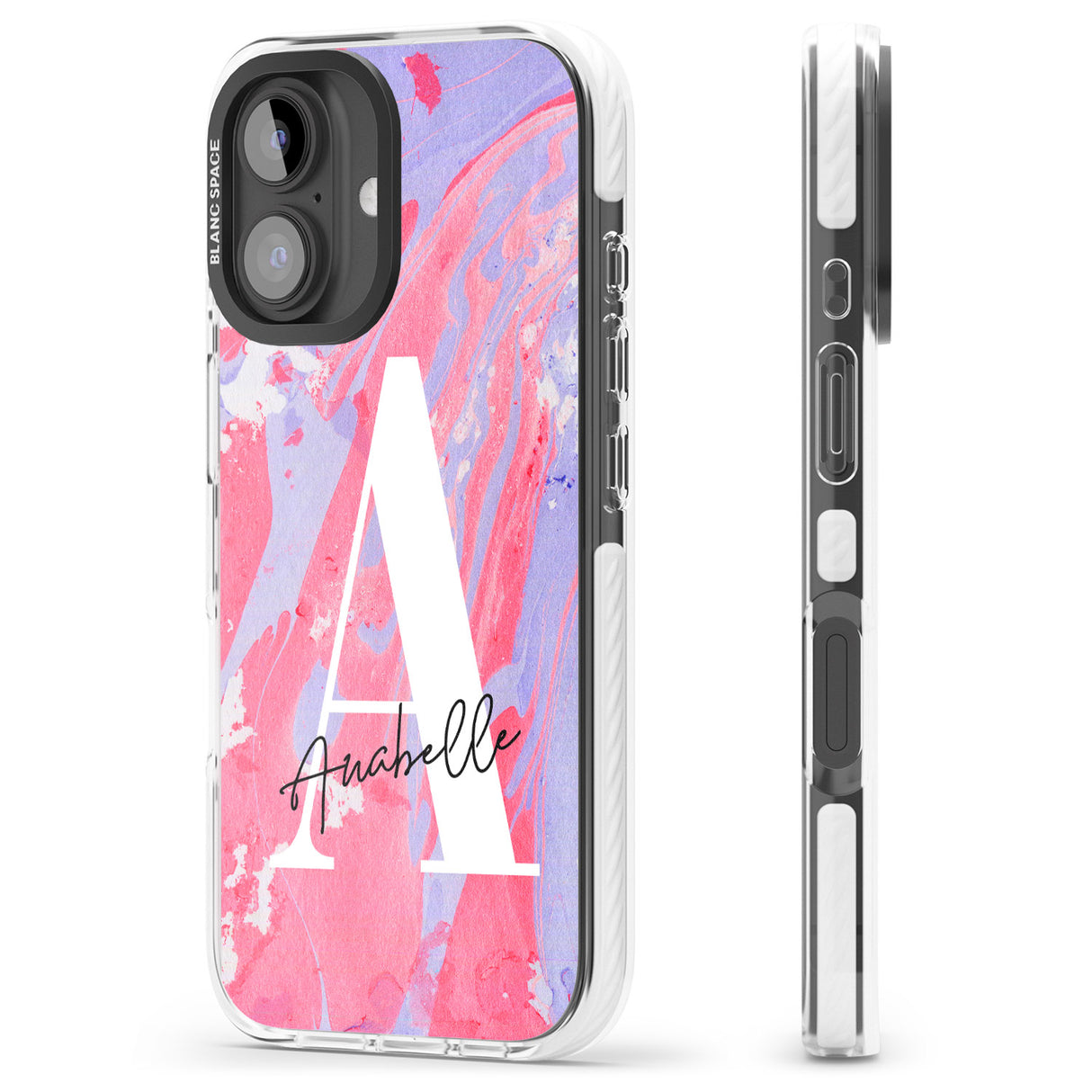 iPhone 16 Pro Max Personalised Pink & Purple - Marble Black Impact Phone Case