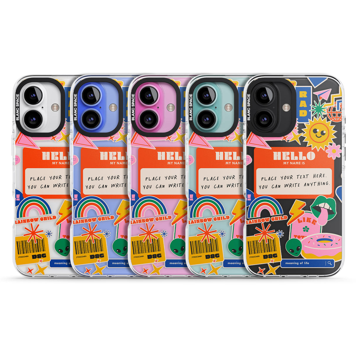 iPhone 16 Pro Max Personalised Nostalgia Sticker Mix #2 Black Impact Phone Case