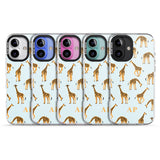 iPhone 16 Pro Max Personalised Safari Giraffe Pattern on Blue Black Impact Phone Case