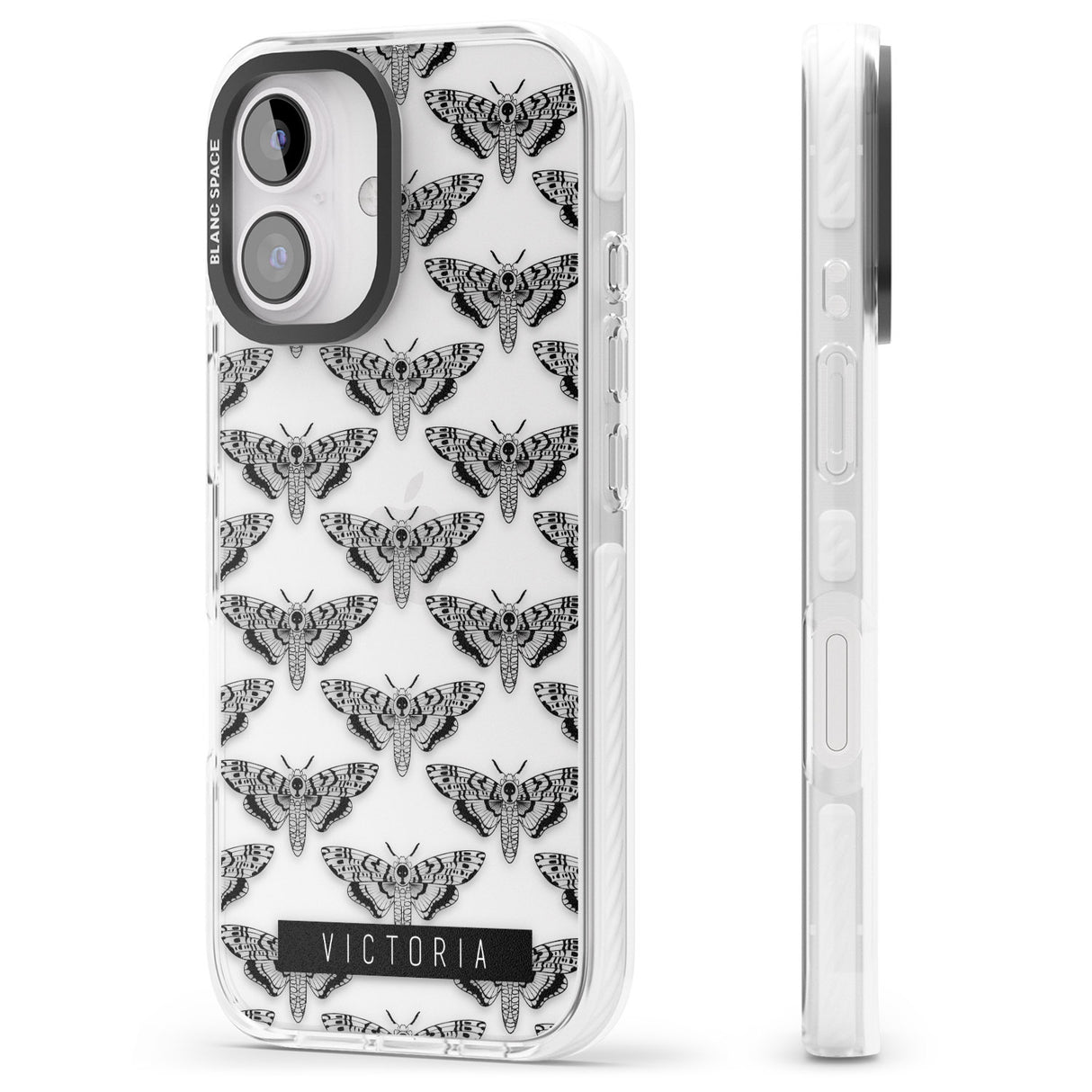 iPhone 16 Pro Max Personalised Hawk Moth Pattern Black Impact Phone Case