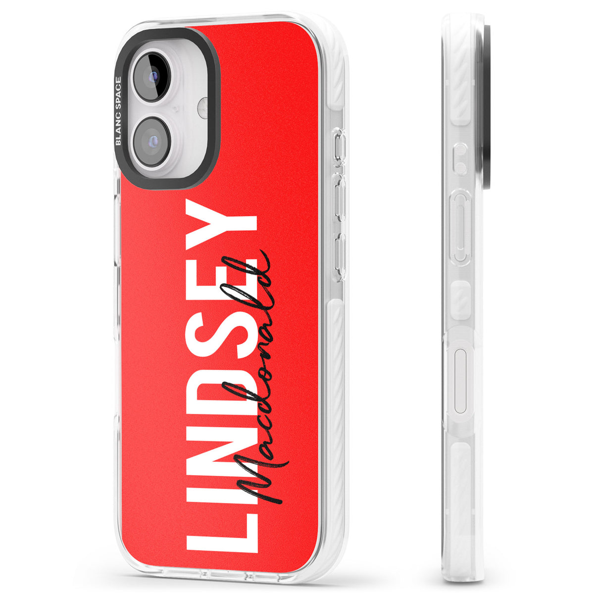 iPhone 16 Pro Max Personalised Bold Name: Red Black Impact Phone Case